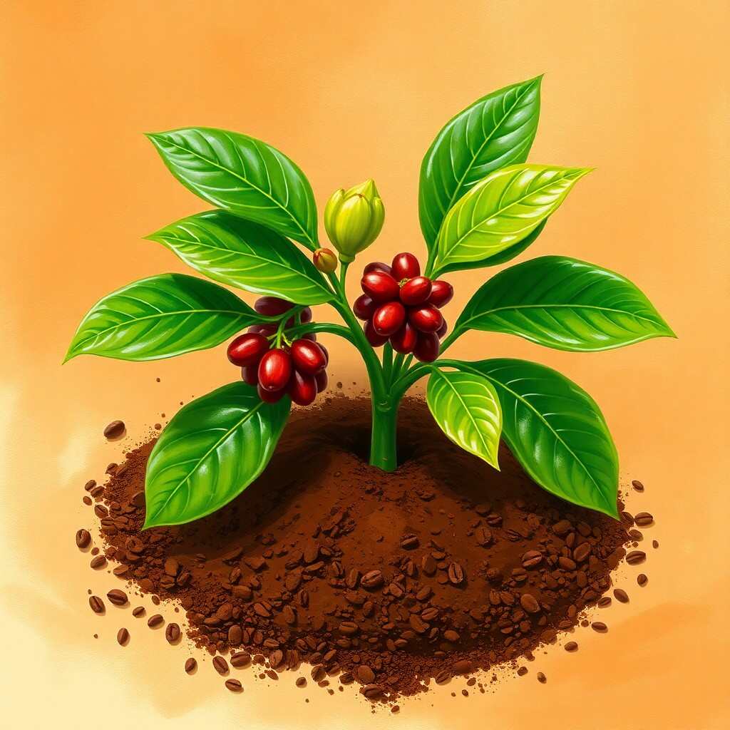 Coffee grounds for coffee plants.