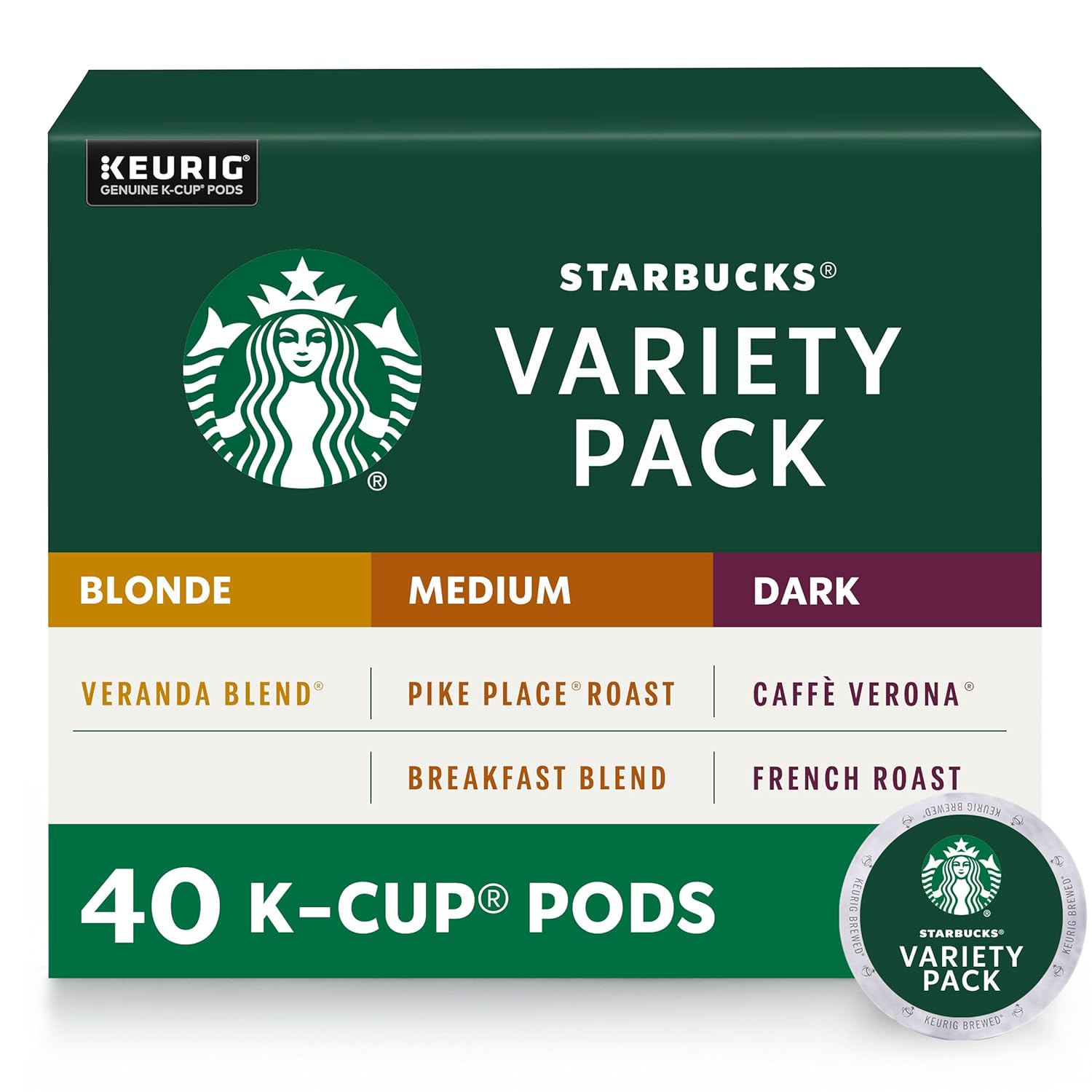Starbucks K-Cup Coffee Pods—Classic Mix (5 Roasts) 40 Count