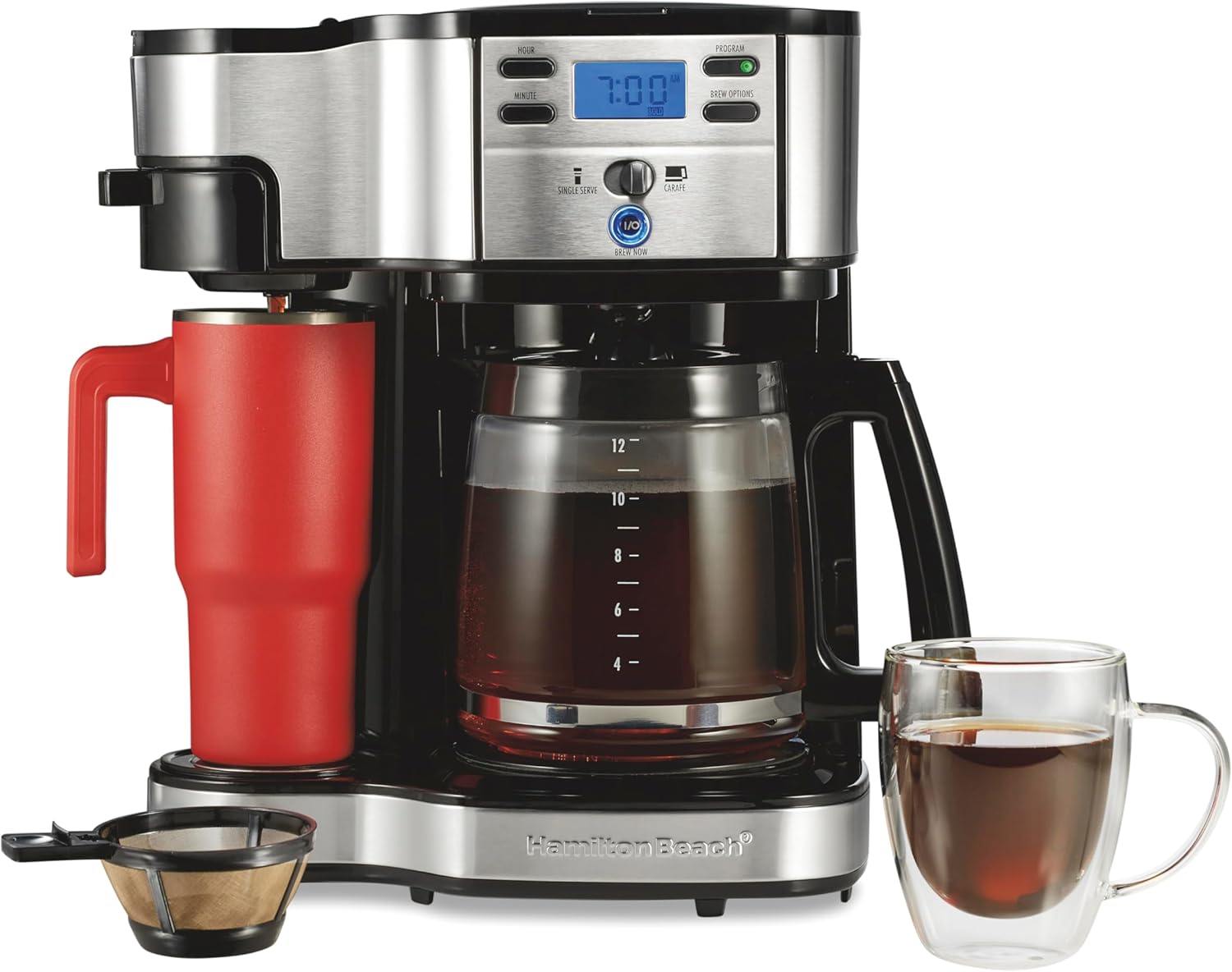 Hamilton Beach 2-Way 12 Cup Programmable Drip Coffee Maker & Single Serve Machine